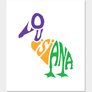 Pelican Shaped Louisiana Word Art Posters and Art